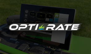 Opti-Rate logo over the rate control display screen on the Steel Green SG52 sprayer